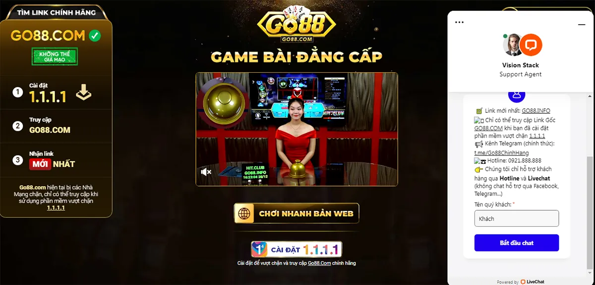 Những kênh hỗ trợ chính thức của cổng game Go88k